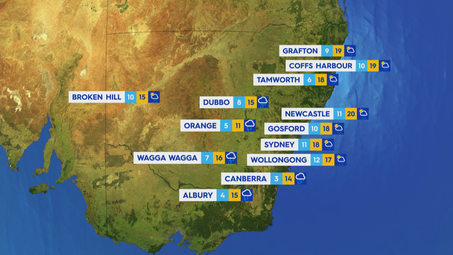 National weather forecast for Monday July 8