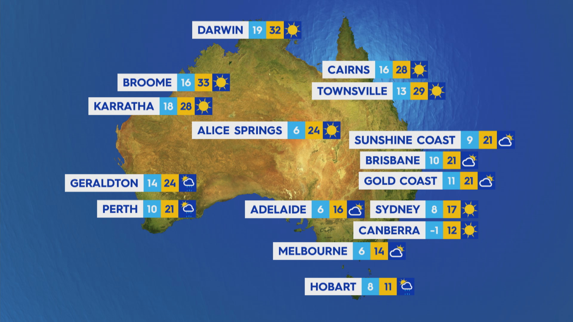 National weather forecast for Sunday June 16