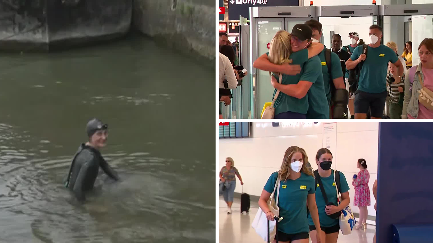 Australian Olympic Swim team touches down in Paris